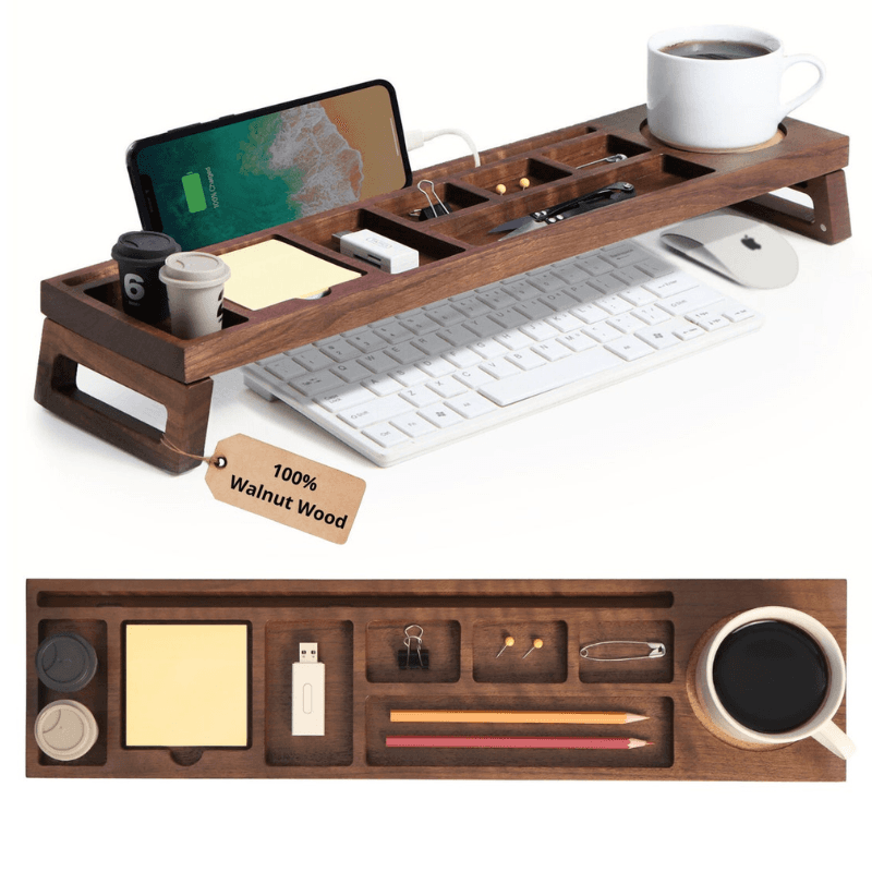 Coolora Walnut Desk Organizer