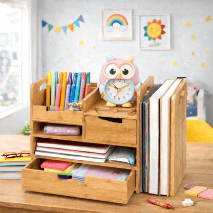 Coolora Bamboo Desk Organizer with Drawer