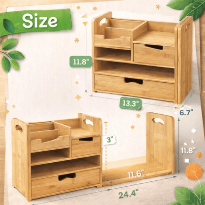 Coolora Bamboo Desk Organizer with Drawer