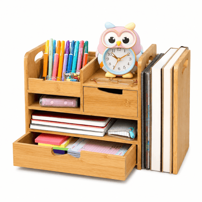 Coolora Bamboo Desk Organizer with Drawer